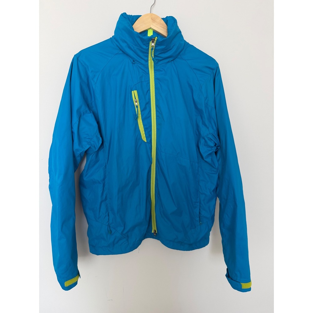 SGVI Windbreaker Jacket Mens Size M Blue Neon Zip Lightweight Excellent